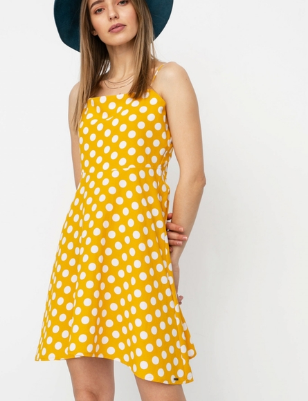 Volcom Retro Yellow Polka Dot Dress - Picture 2 of 16